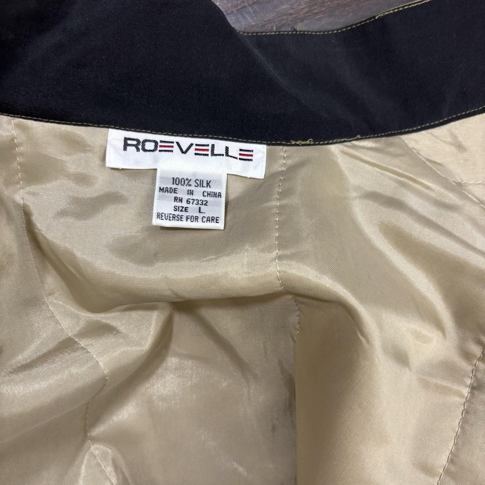 Vintage Roevelle 100% Silk Bomber Jacket Mens Large L Tan Lined Lightweight Zip - Picture 4 of 16
